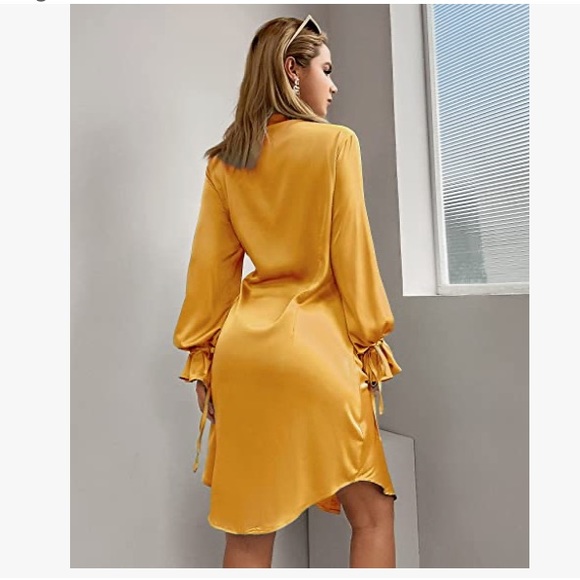 Mini Satin Shift Dress Button Down Shirt Dress Outfit  ( brand new in package ) - Picture 4 of 6